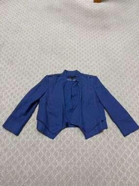 White House Black Market Open-Front Cropped Jacket in Cobalt Blue